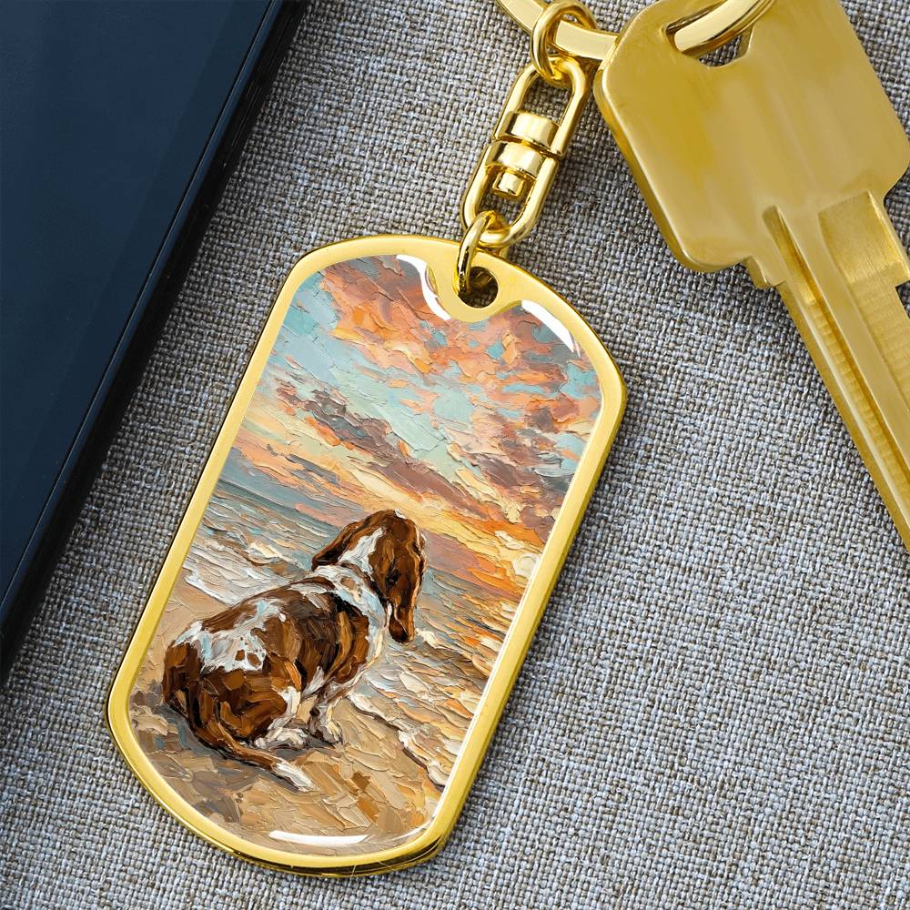 Beach Days - Basset Hound Dog Tag Keychain