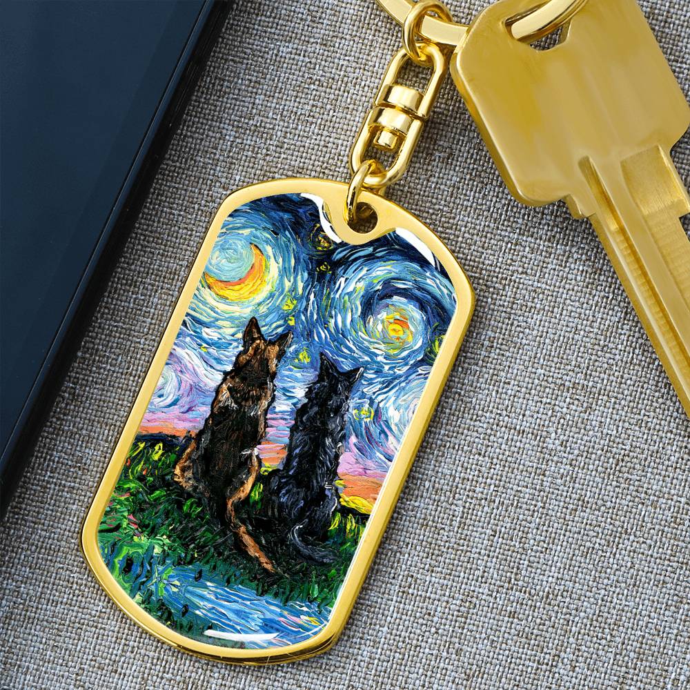 Soulmates Starry Night Dog Tag Keychain