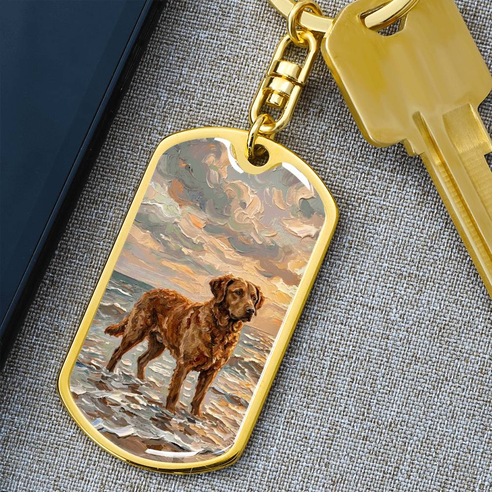 Beach Day - Chesapeake Bay Retriever Dog Tag Keychain