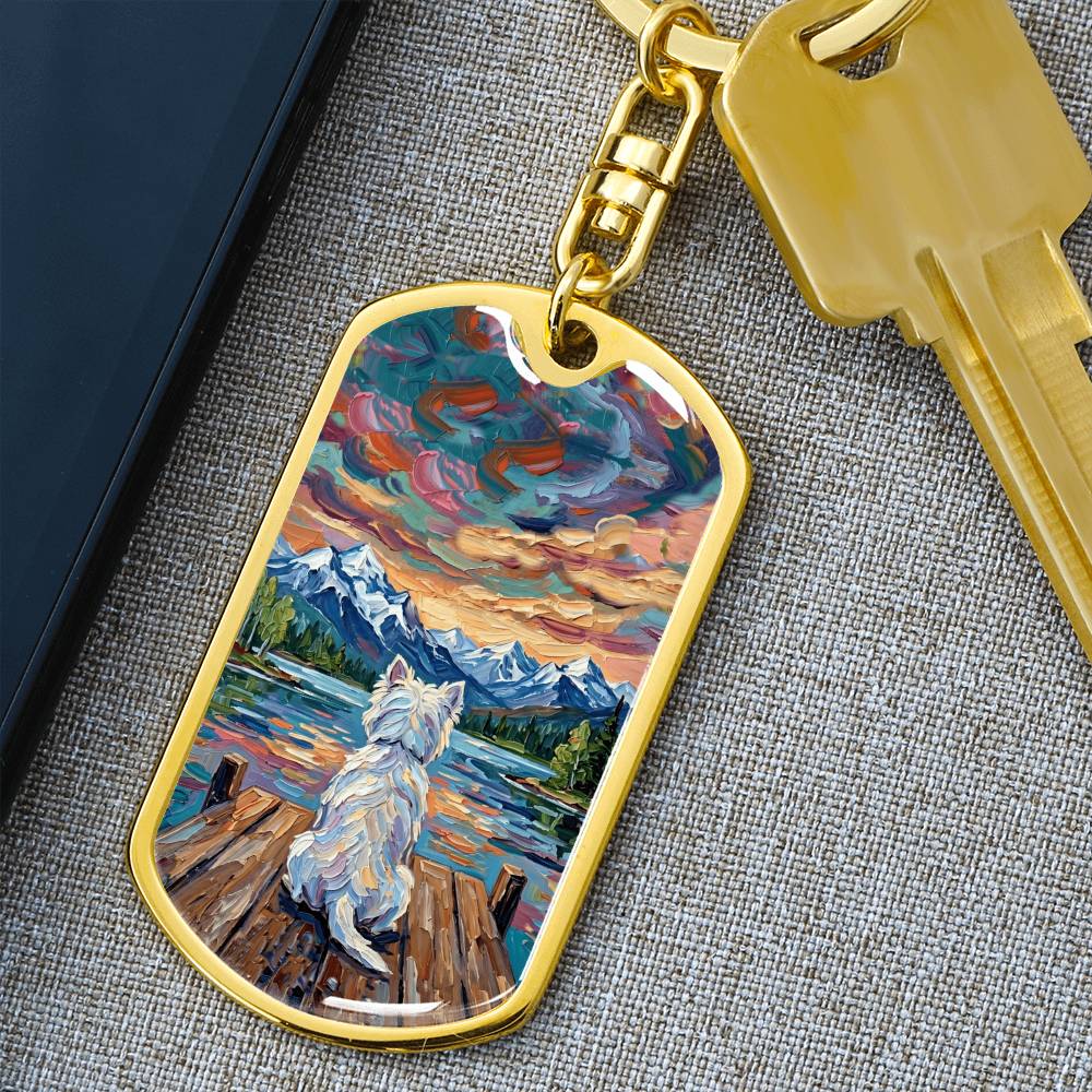 On The Dock - Westie Dog Tag Keychain