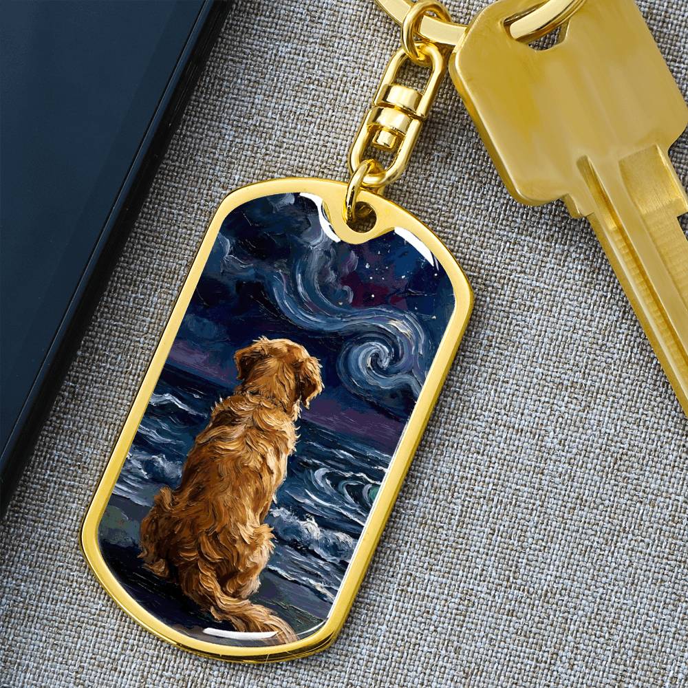 Beach Nights - Golden Retriever Dog Tag Keychain