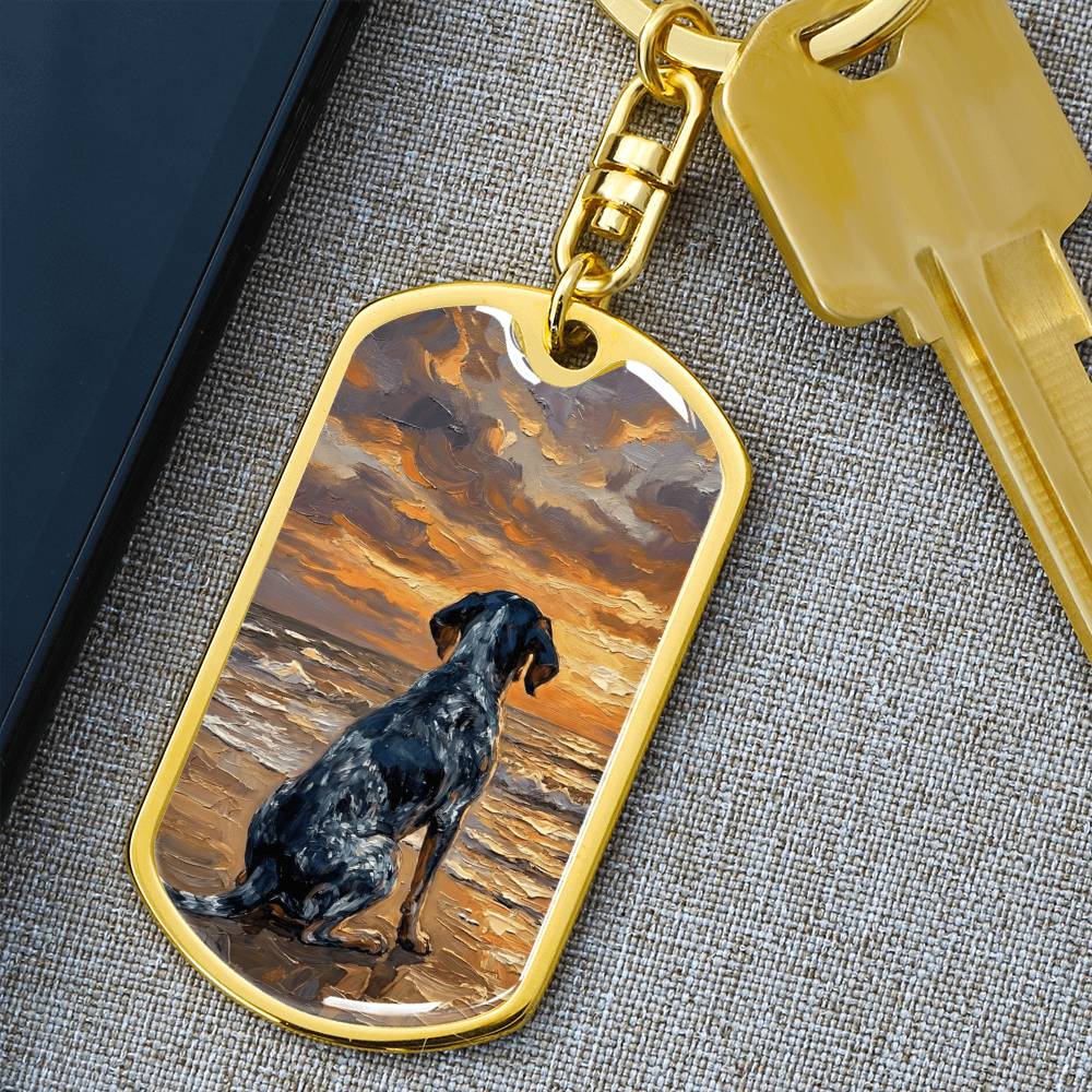 Beach Days - Blue Tick Coonhound Dog Tag Keychain