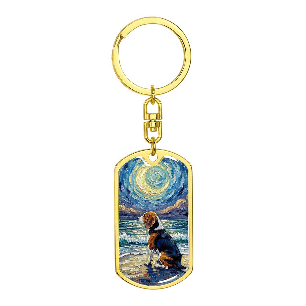 Beach Nights - Beagle Dog Tag Keychain
