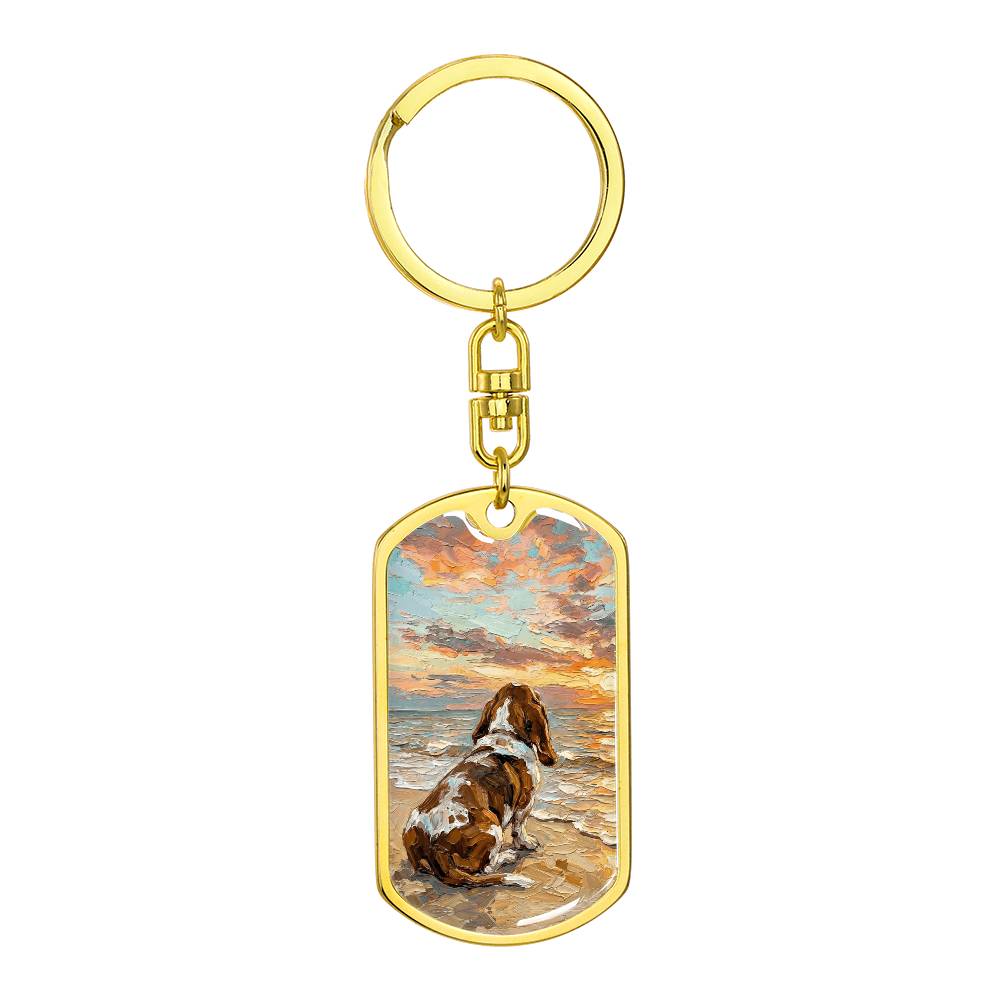 Beach Days - Basset Hound Dog Tag Keychain