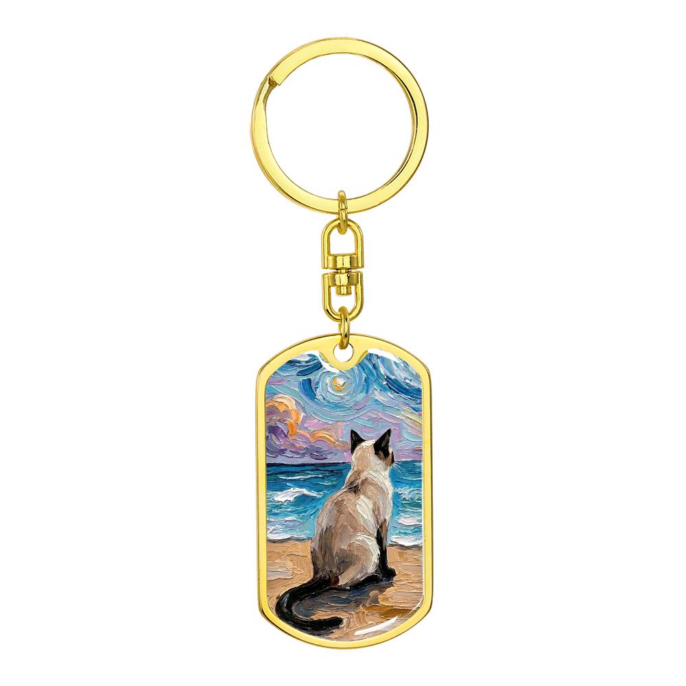 Beach Nights - Siamese Dog Tag Keychain