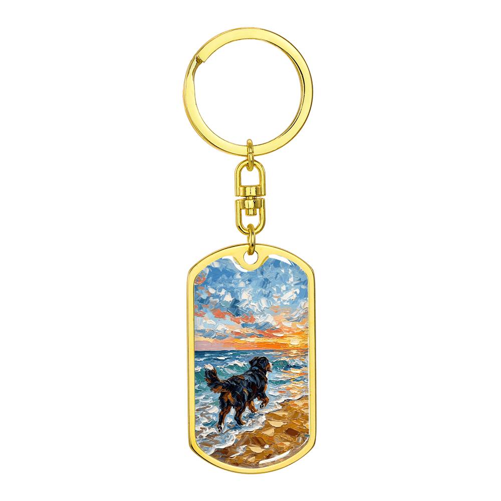 Beach Days - Bernese Mountain Dog Dog Tag Keychain