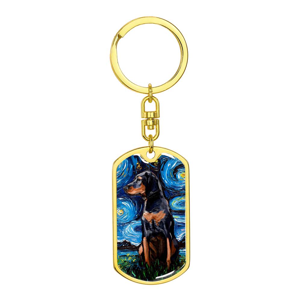 Black and Tan Coonhound Dog Tag Keychain