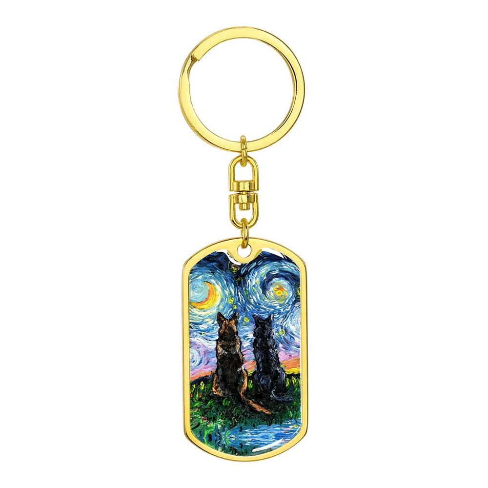 Soulmates Starry Night Dog Tag Keychain