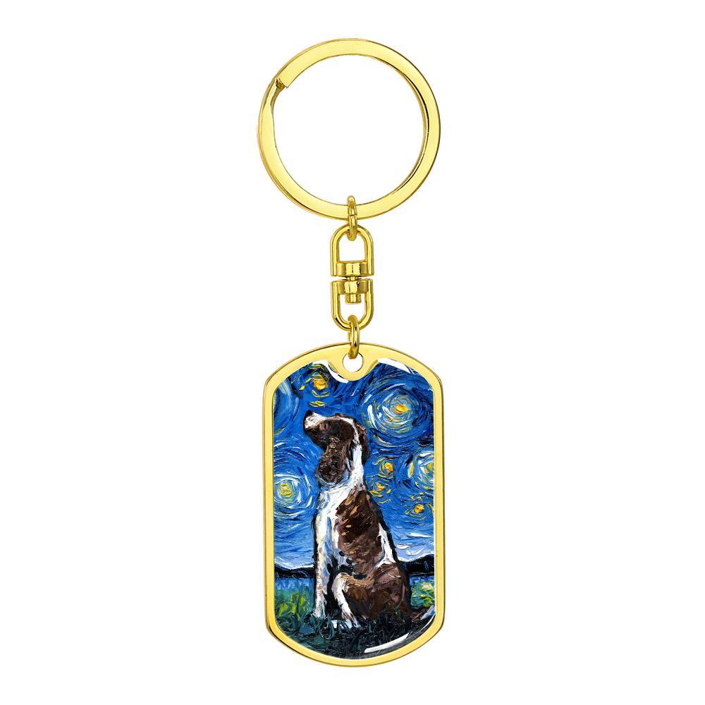 English Springer Spaniel Starry Night Dog Tag Keychain