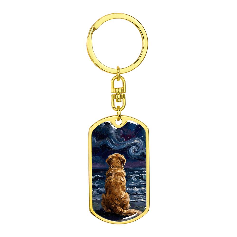 Beach Nights - Golden Retriever Dog Tag Keychain