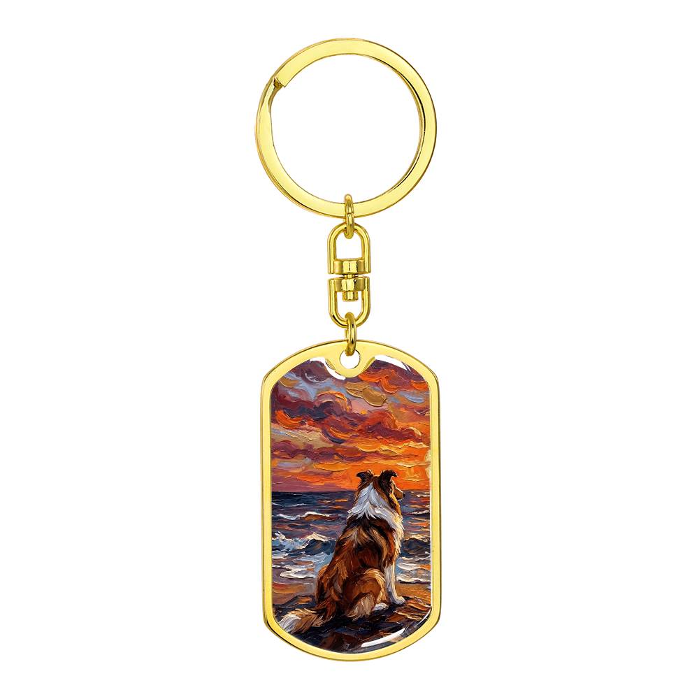 Beach Nights - Collie Dog Tag Keychain