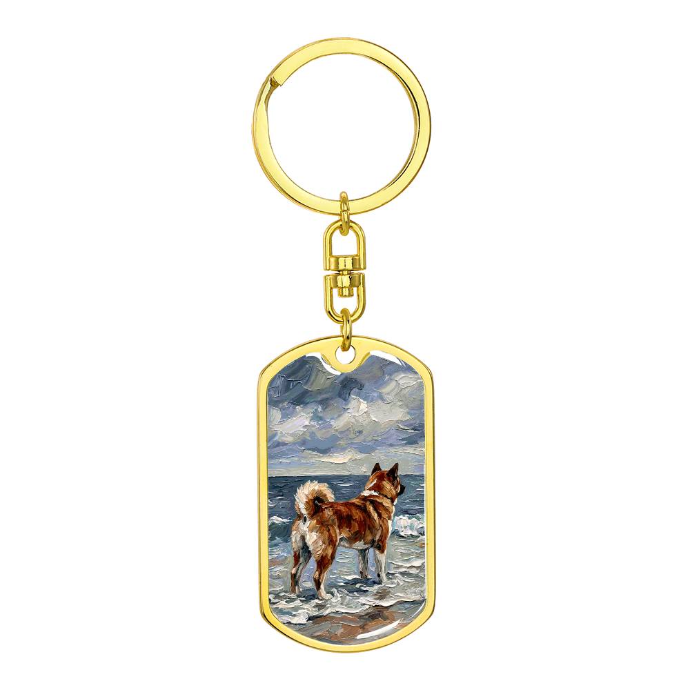 Beach Day - Akita Inu Dog Tag Keychain