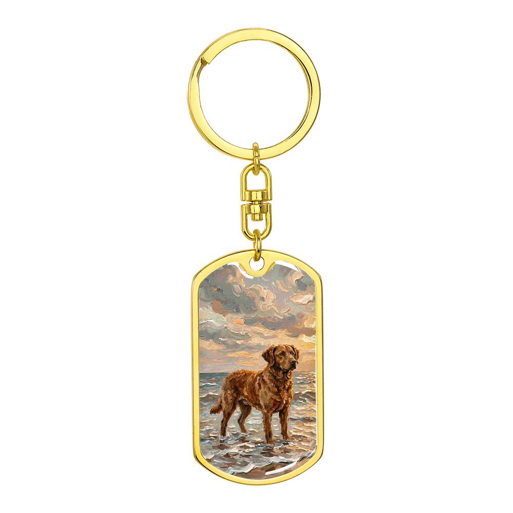 Beach Day - Chesapeake Bay Retriever Dog Tag Keychain
