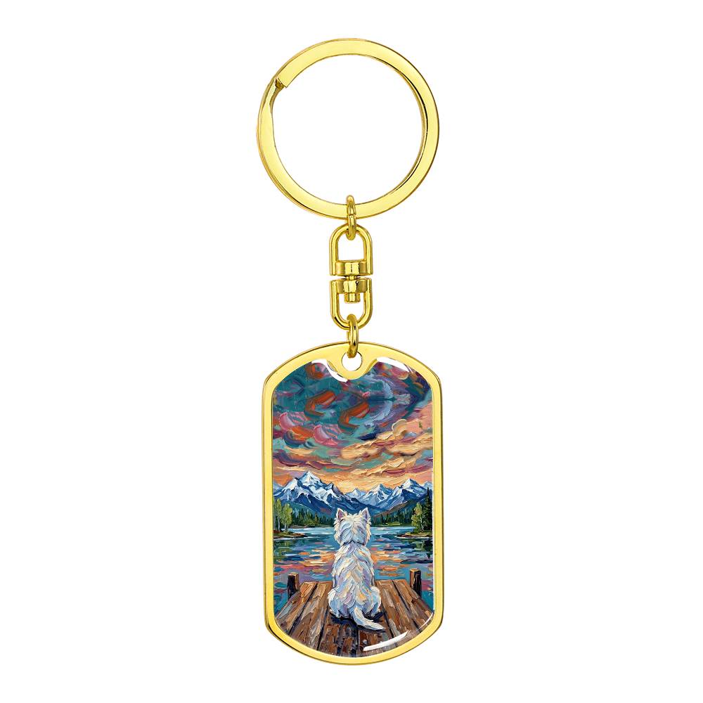 On The Dock - Westie Dog Tag Keychain