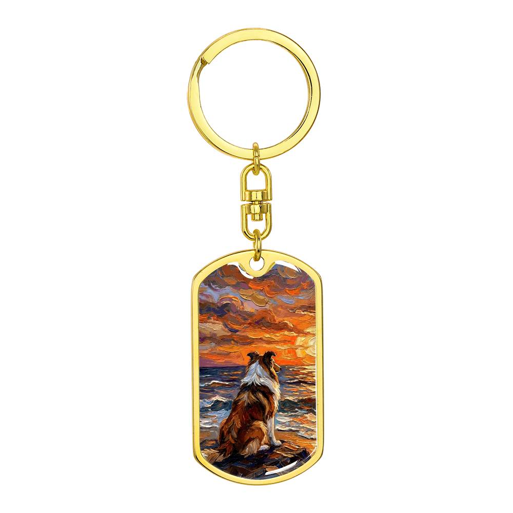 Beach Nights - Collie Dog Tag Keychain