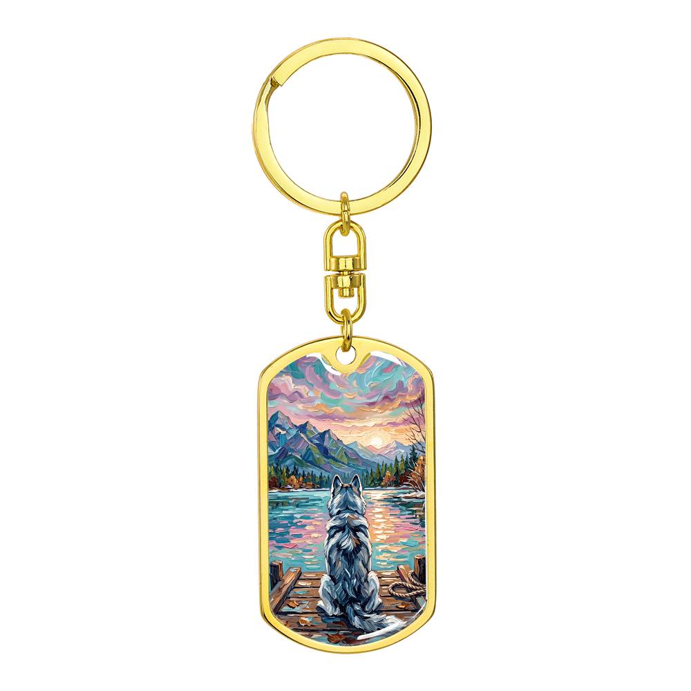 On The Dock - Husky Dog Tag Keychain