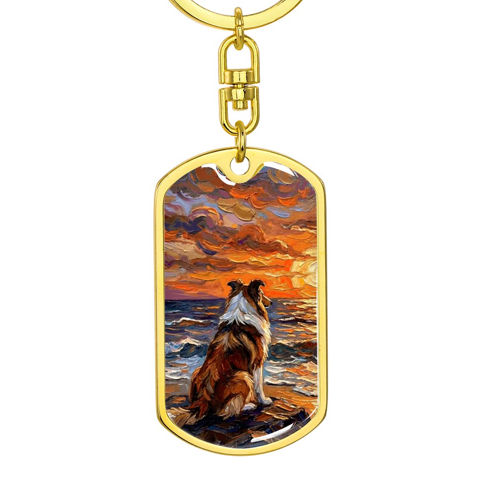 Beach Nights - Collie Dog Tag Keychain