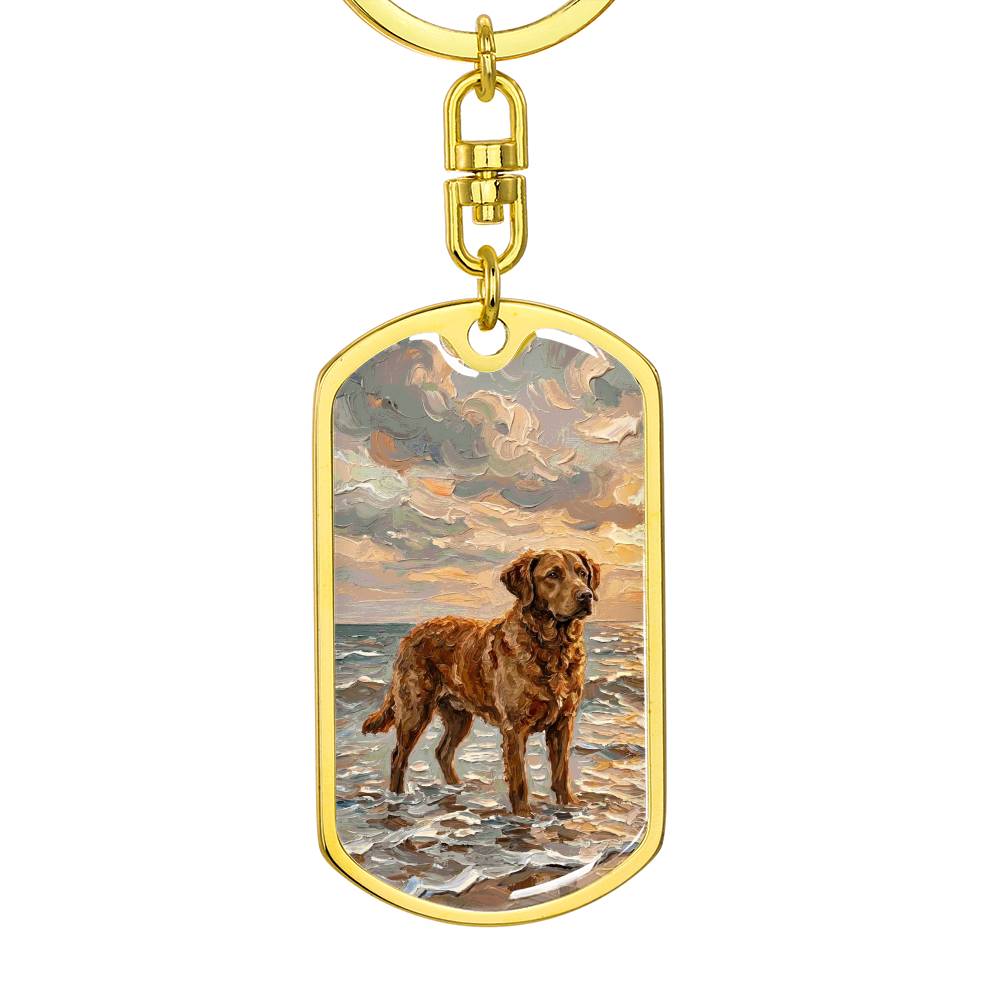 Beach Day - Chesapeake Bay Retriever Dog Tag Keychain