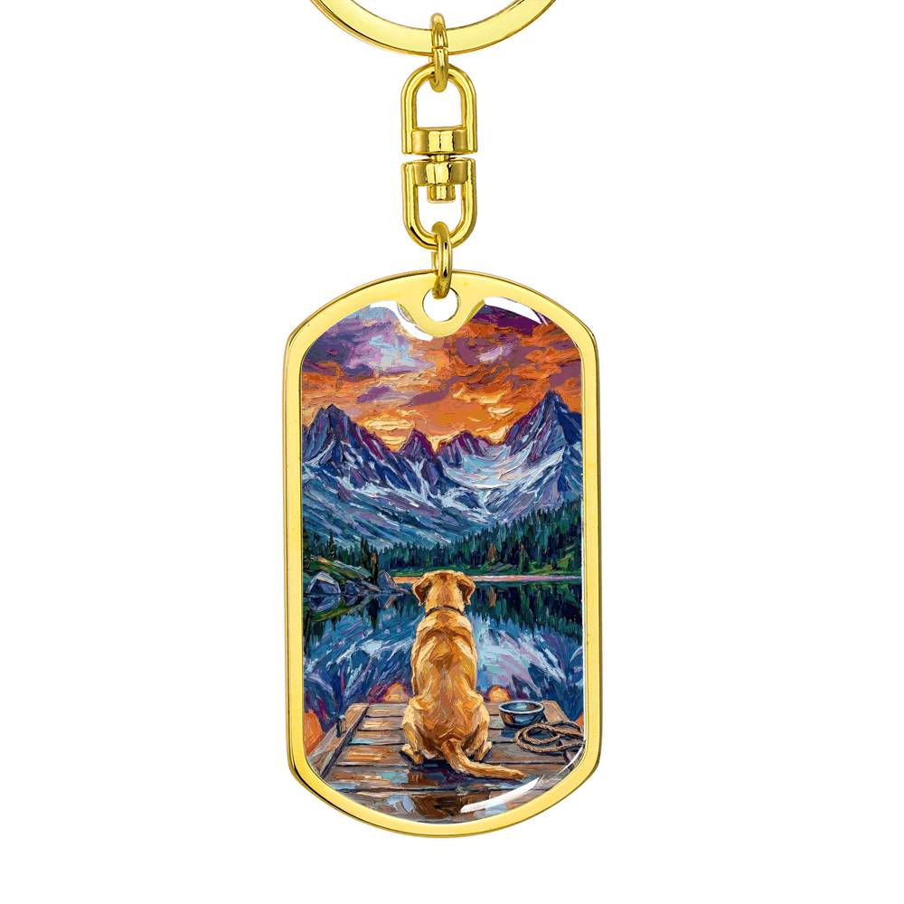 On The Dock - Golden Retriever Dog Tag Keychain