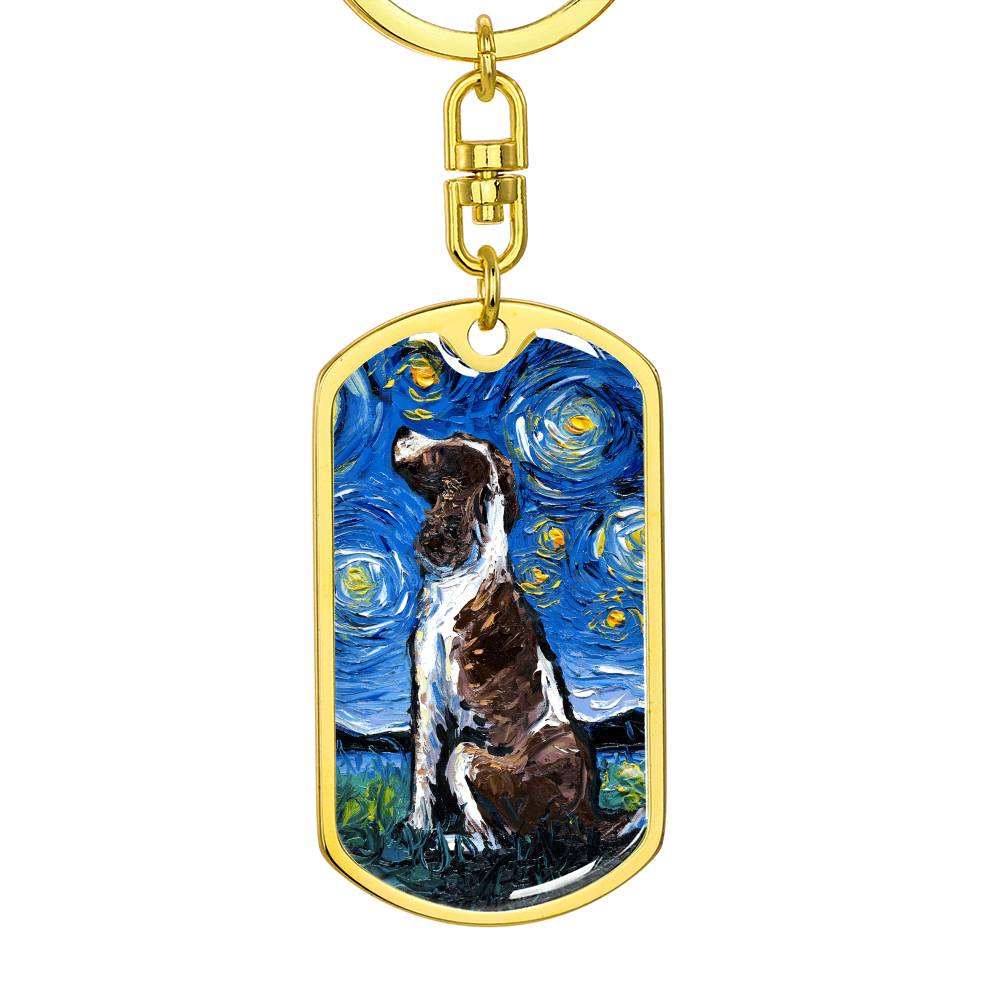 English Springer Spaniel Starry Night Dog Tag Keychain