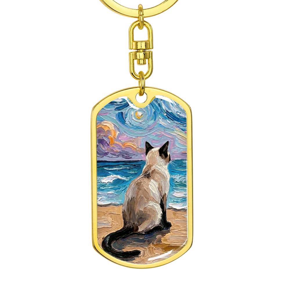 Beach Nights - Siamese Dog Tag Keychain