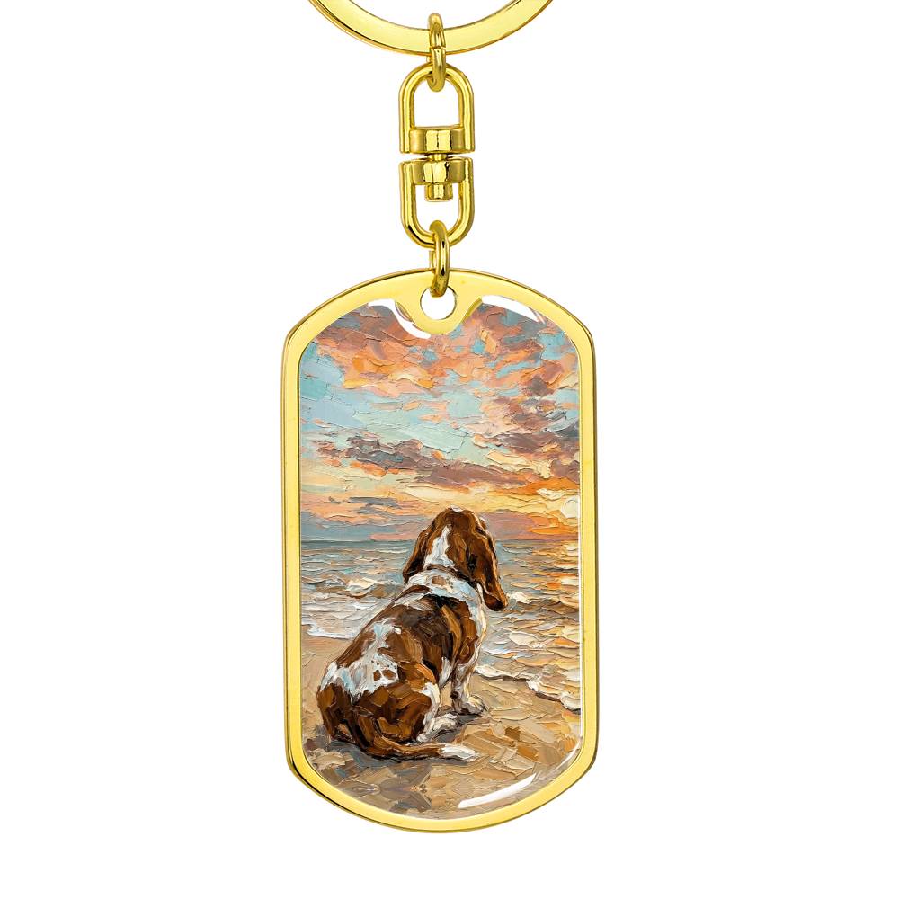 Beach Days - Basset Hound Dog Tag Keychain
