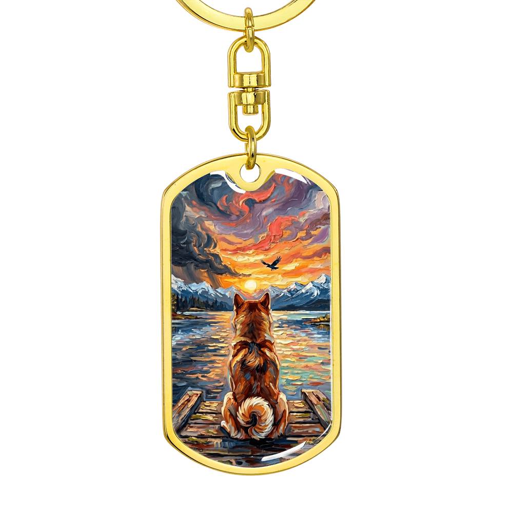 On The Dock - Shiba Inu Dog Tag Keychain