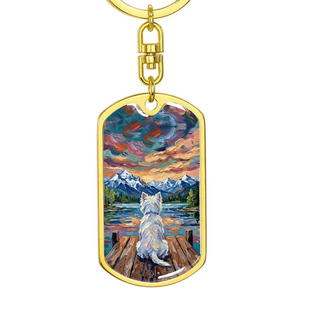 On The Dock - Westie Dog Tag Keychain