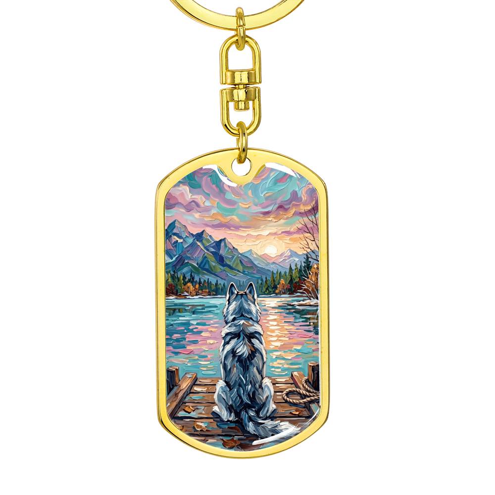 On The Dock - Husky Dog Tag Keychain