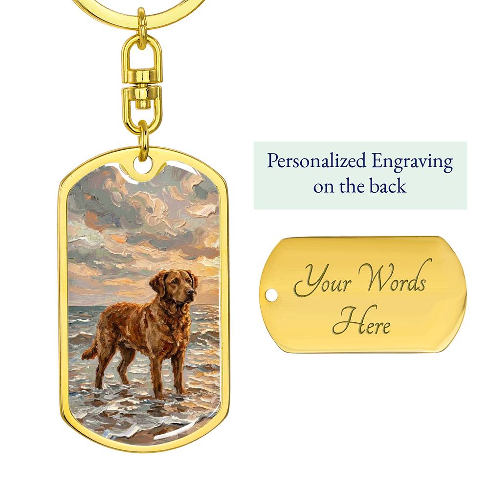 Beach Day - Chesapeake Bay Retriever Dog Tag Keychain
