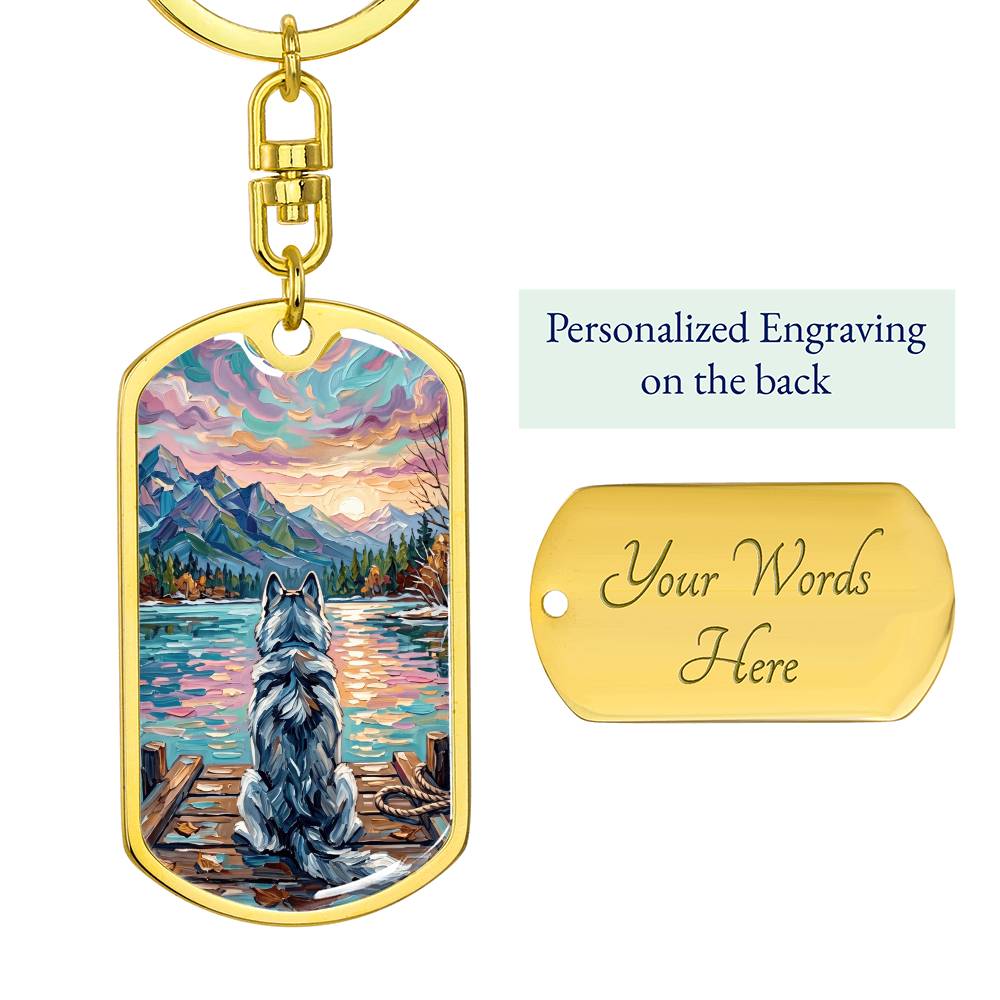 On The Dock - Husky Dog Tag Keychain