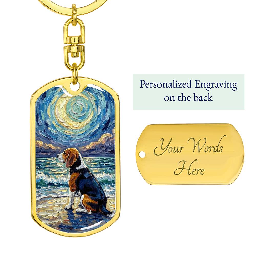 Beach Nights - Beagle Dog Tag Keychain