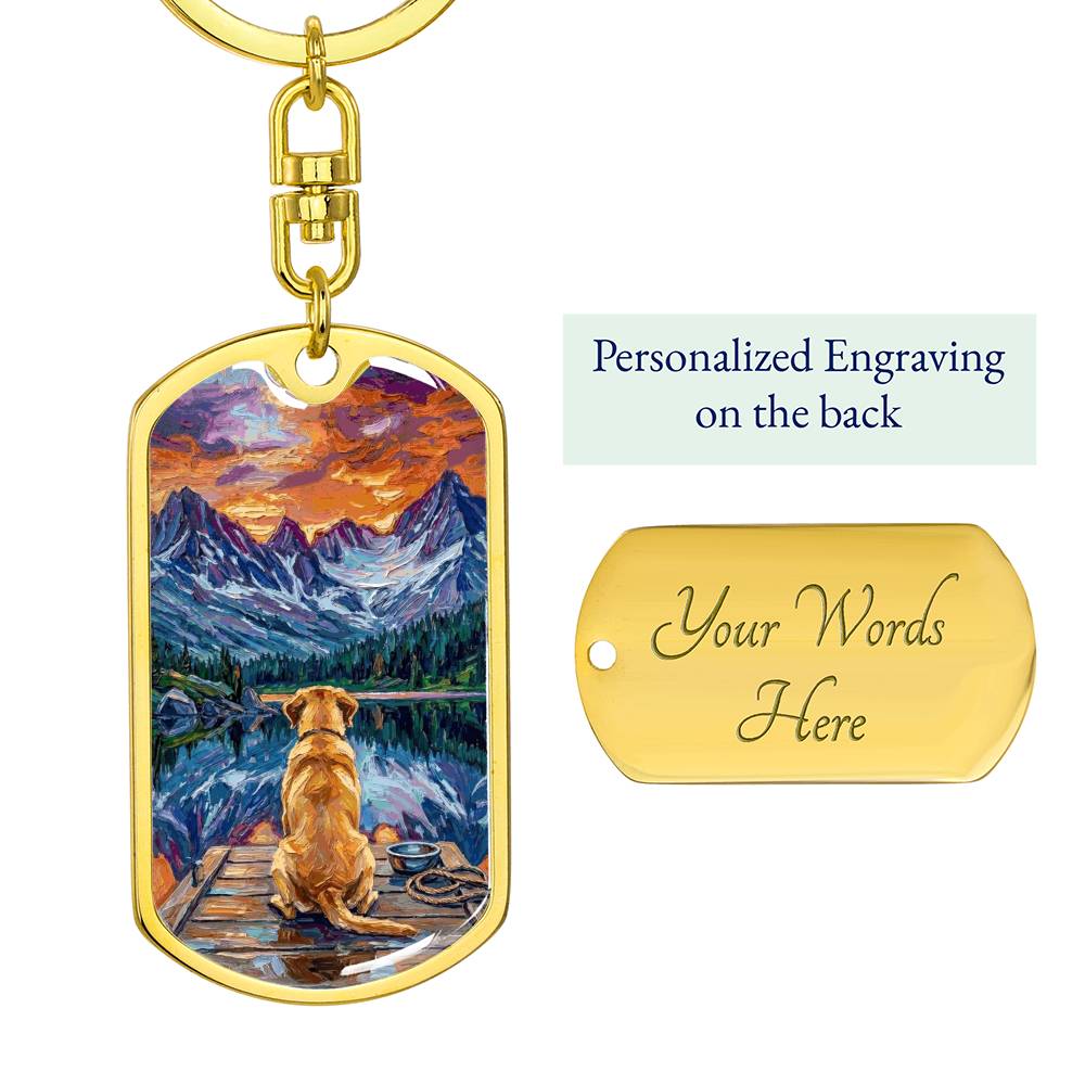 On The Dock - Golden Retriever Dog Tag Keychain