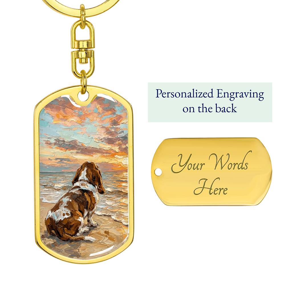 Beach Days - Basset Hound Dog Tag Keychain