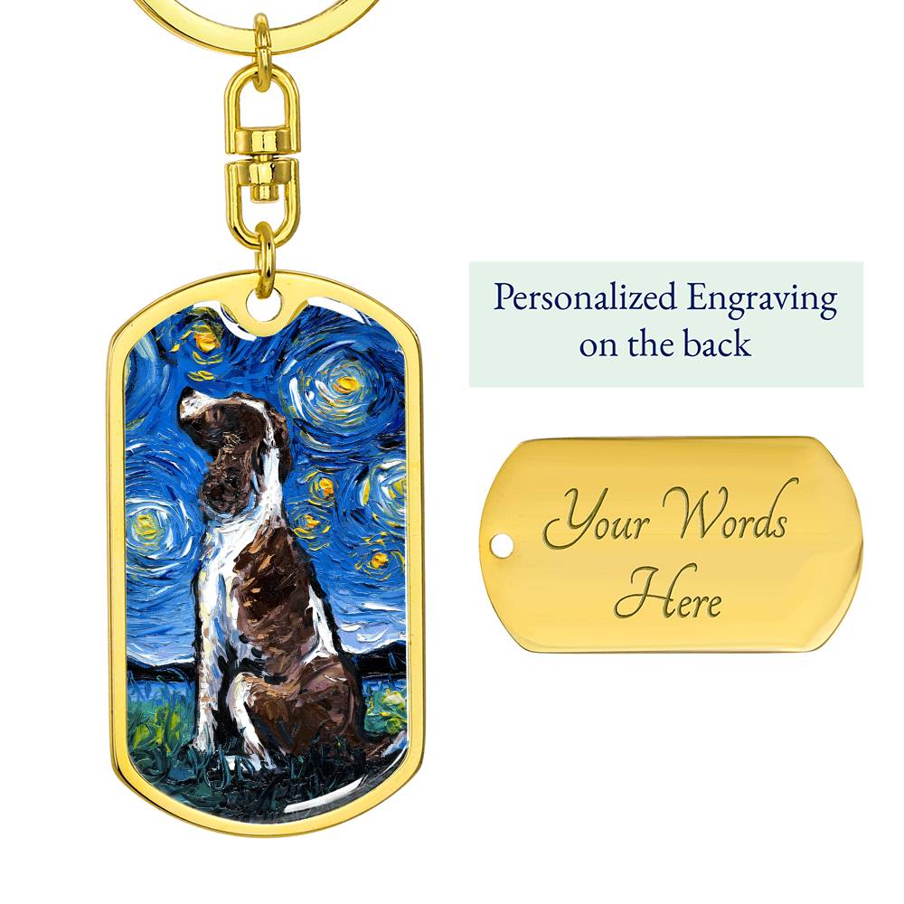 English Springer Spaniel Starry Night Dog Tag Keychain