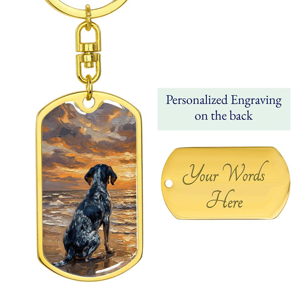 Beach Days - Blue Tick Coonhound Dog Tag Keychain