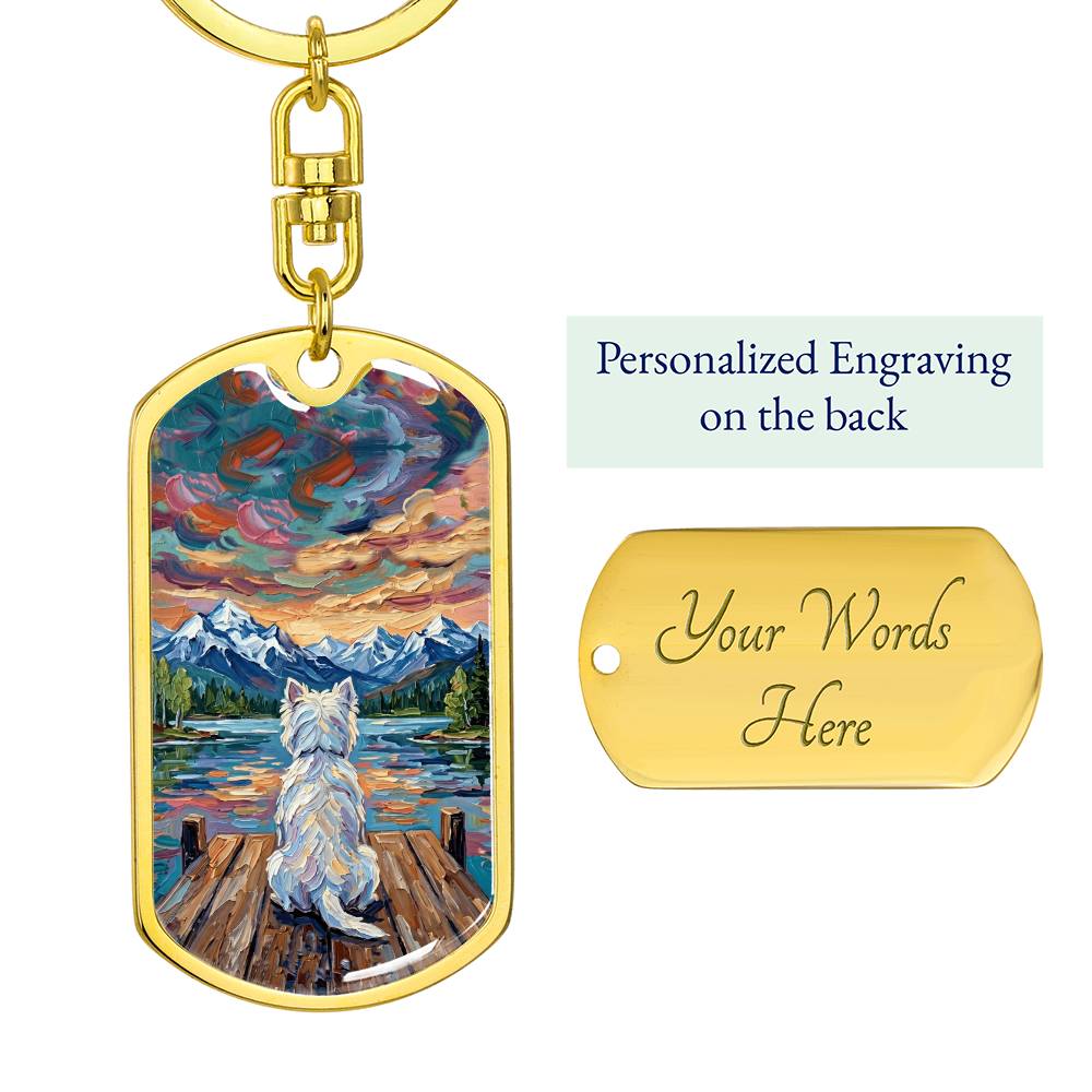 On The Dock - Westie Dog Tag Keychain