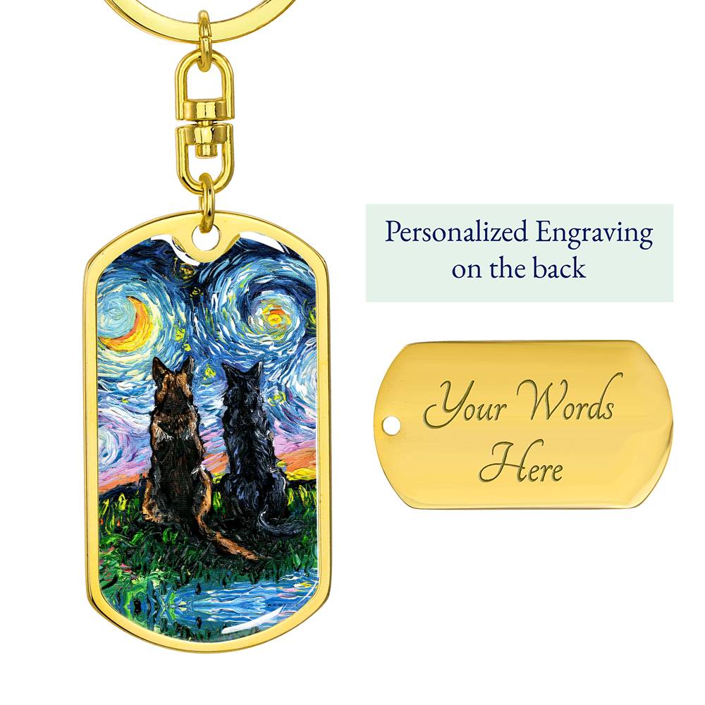 Soulmates Starry Night Dog Tag Keychain