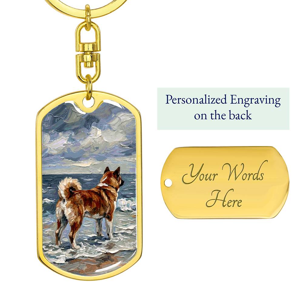 Beach Day - Akita Inu Dog Tag Keychain