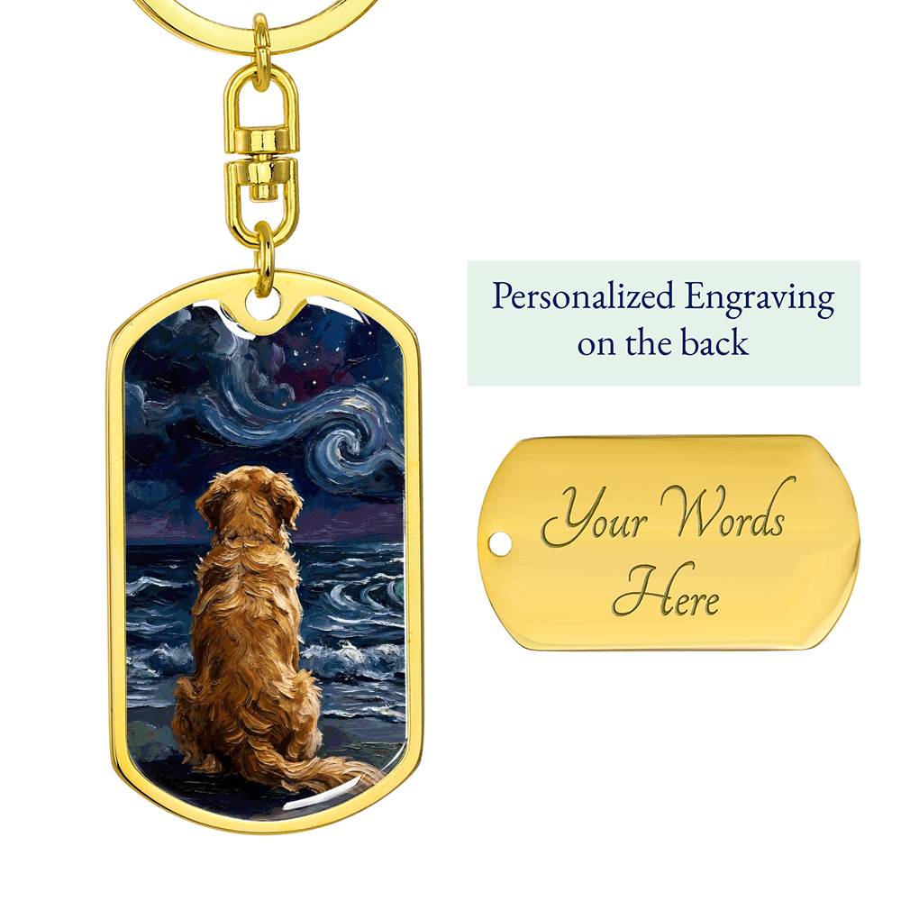 Beach Nights - Golden Retriever Dog Tag Keychain