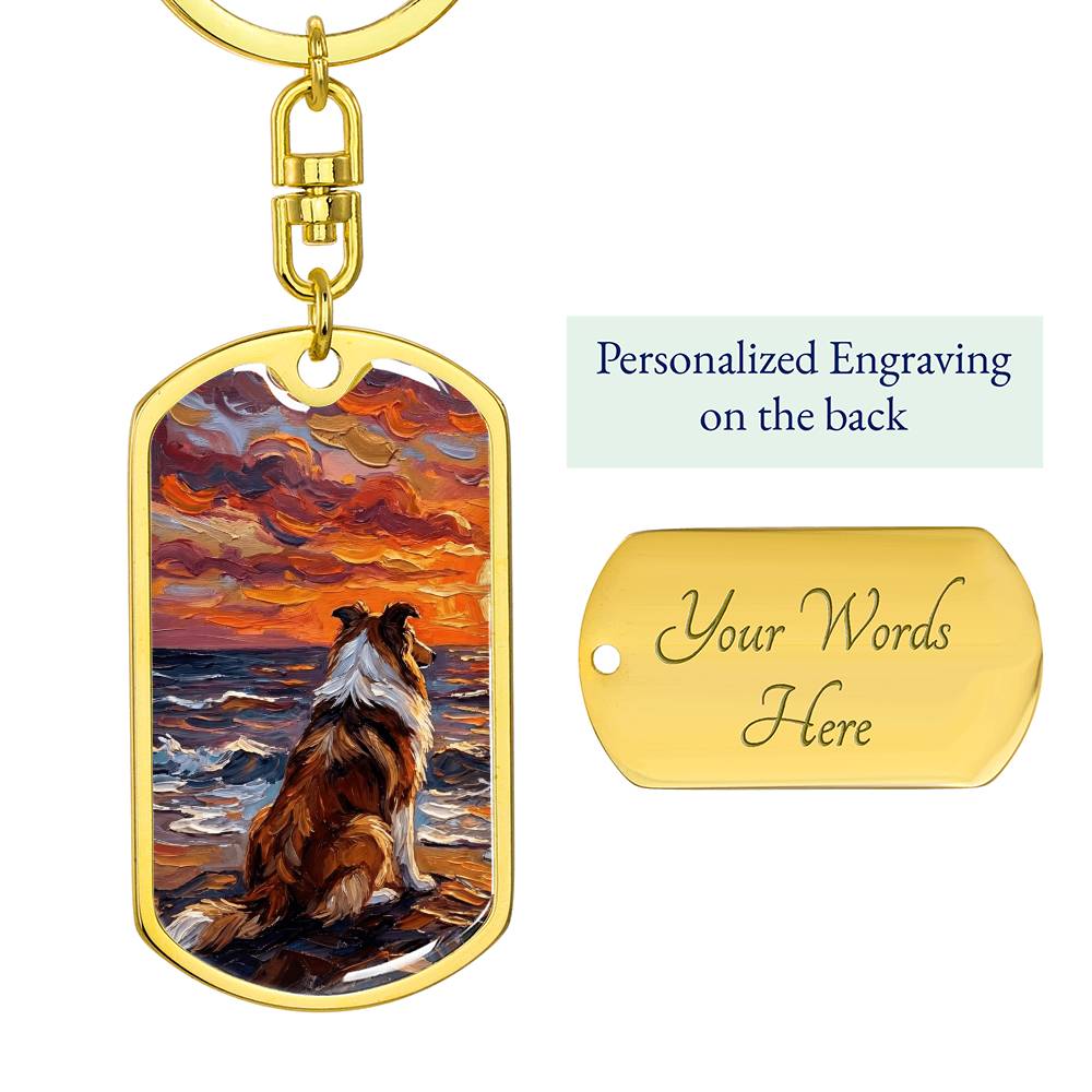 Beach Nights - Collie Dog Tag Keychain