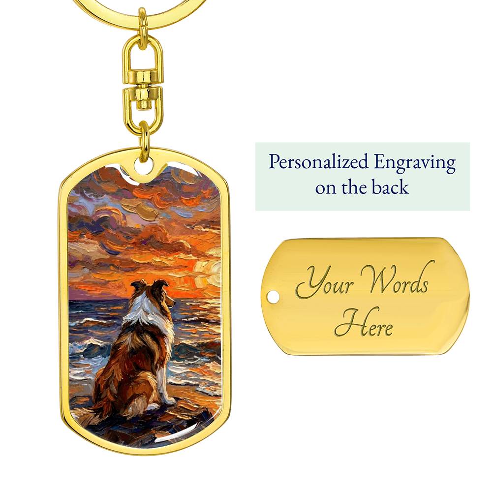 Beach Nights - Collie Dog Tag Keychain