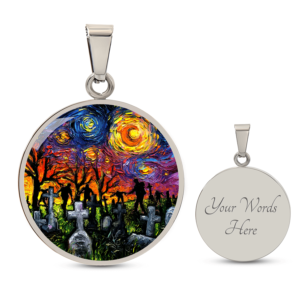 Starry Night of the Living Dead Round Necklace