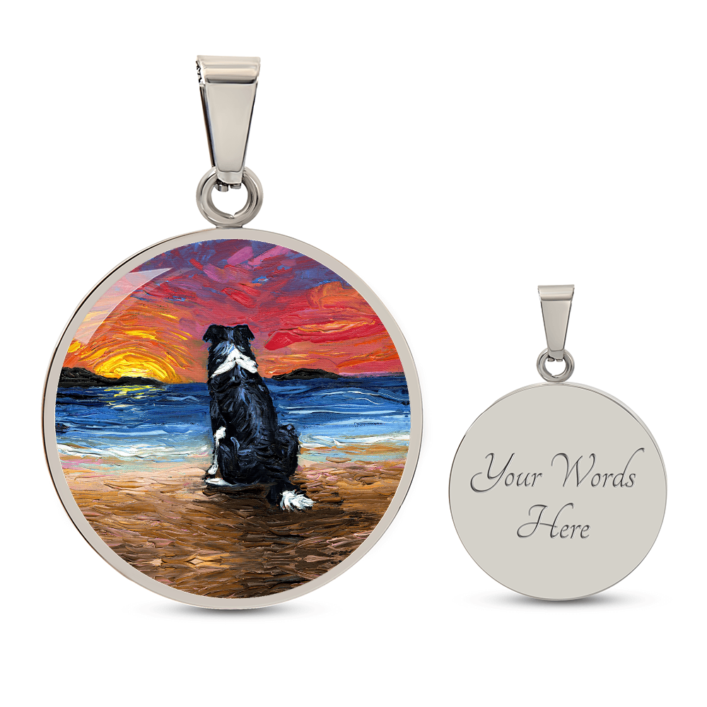 Beach Days - Border Collie Starry Night Round Necklace