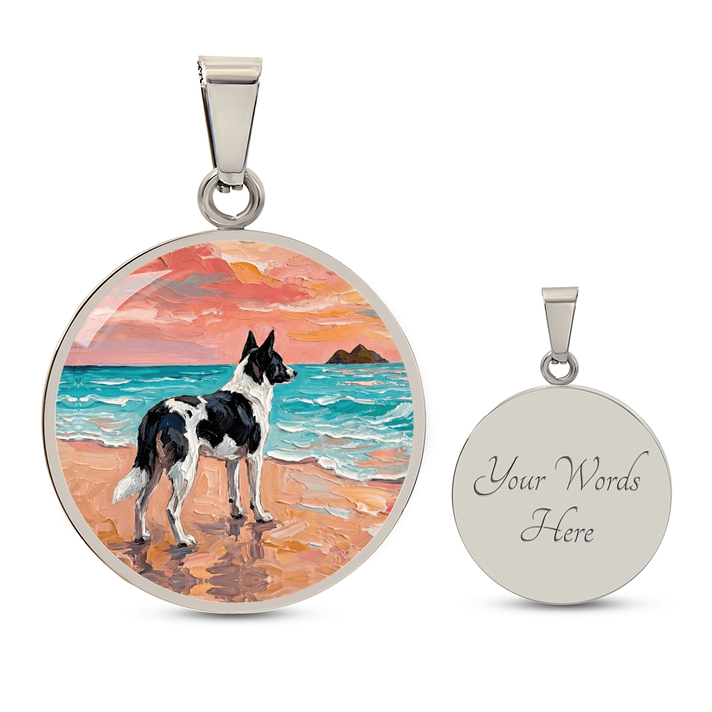 Beach Day - Canaan Dog Round Necklace