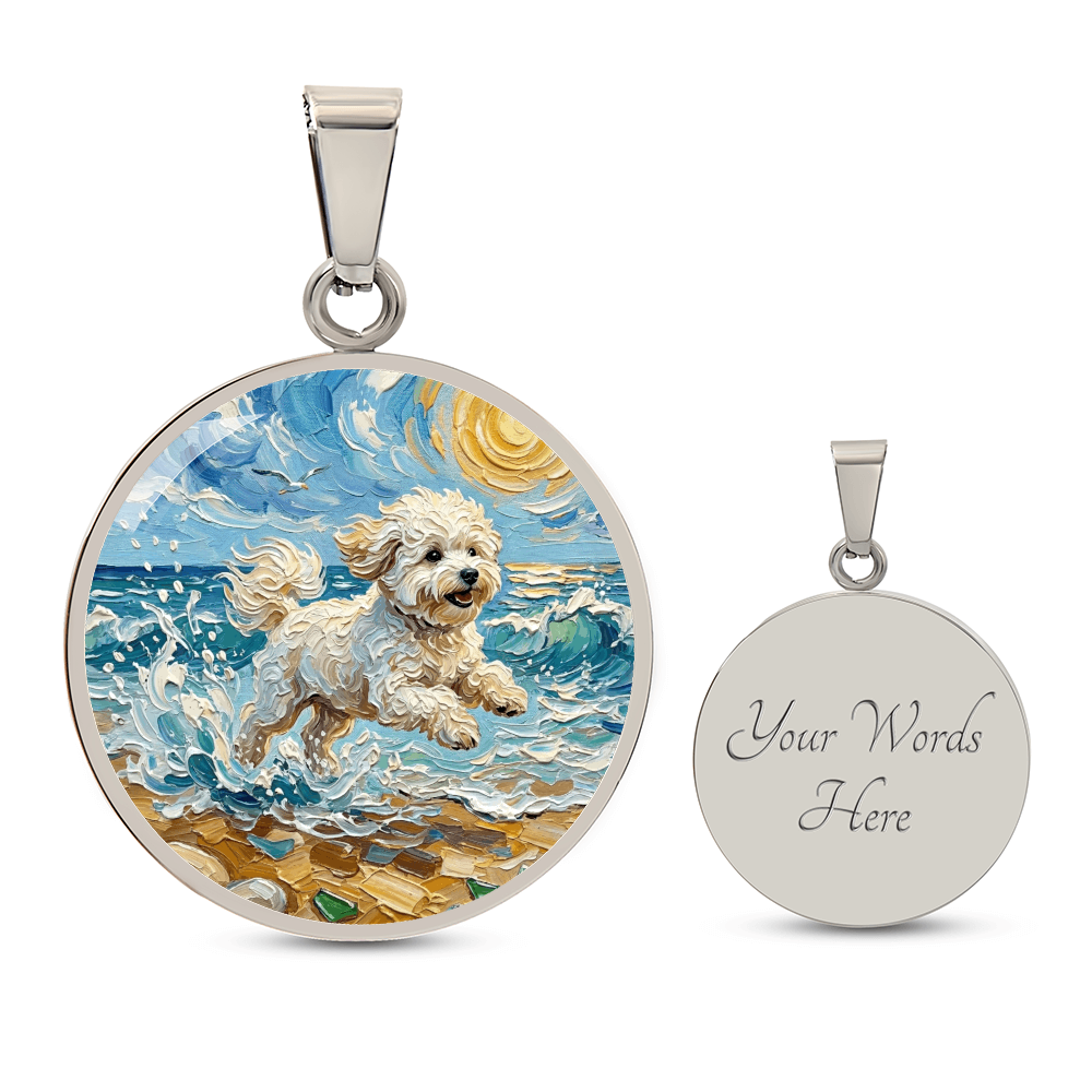 Beach Day - Bichon Frise 2 Round Necklace