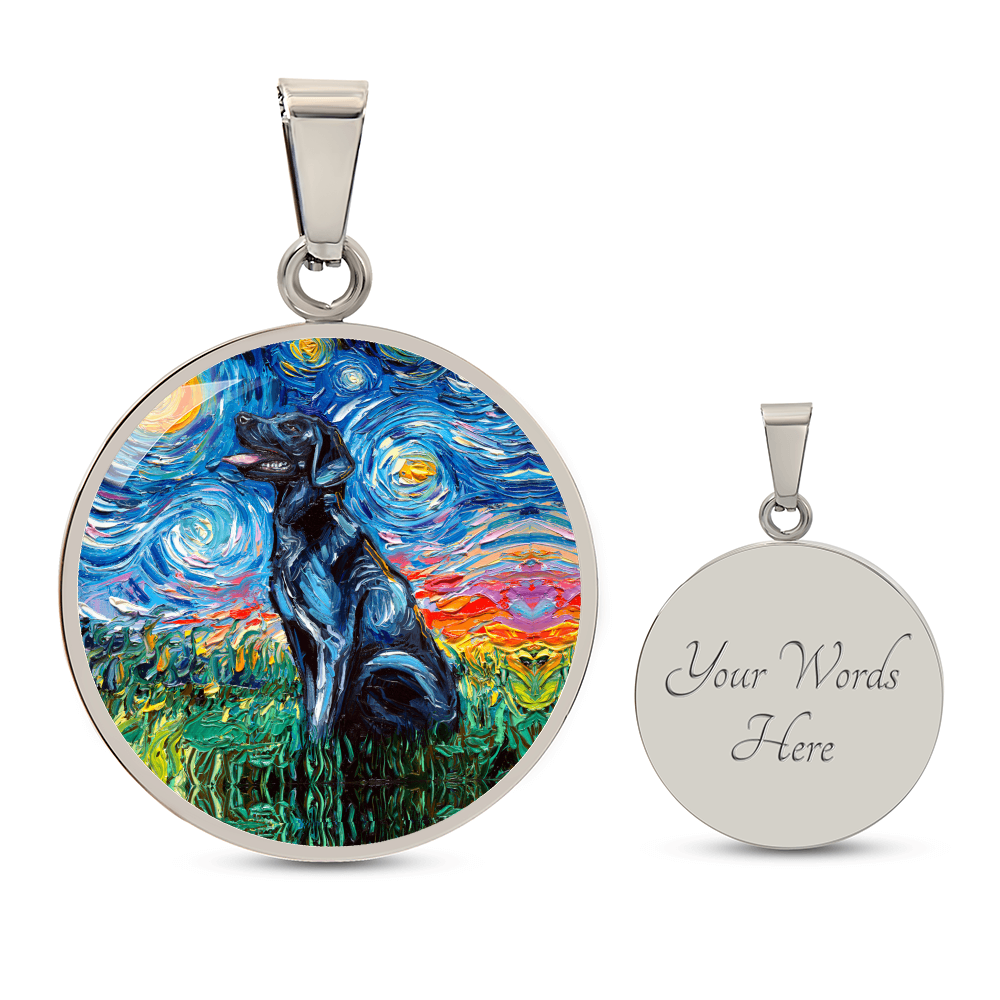 Black Labrador Starry Night Round Necklace