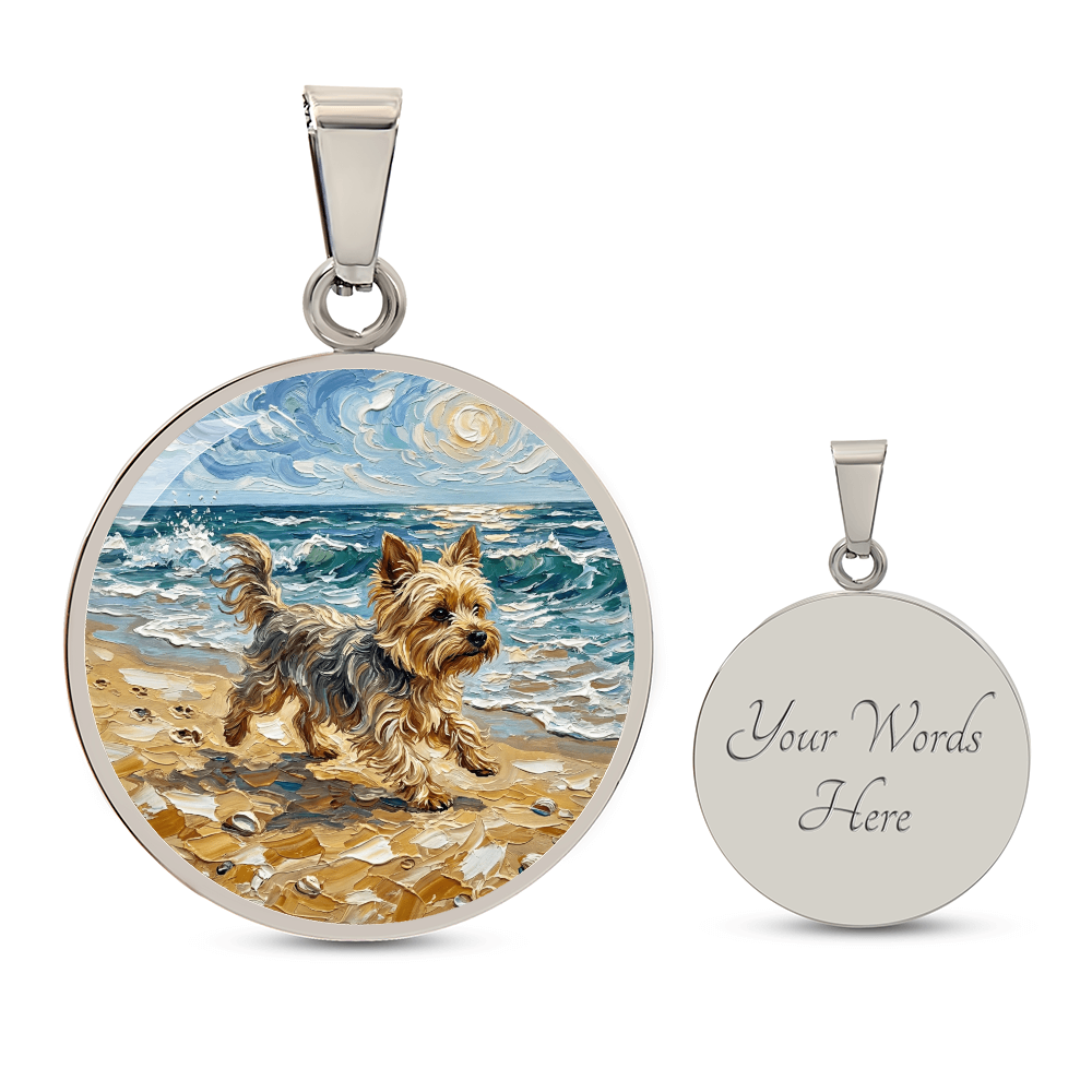 Beach Days - Yorkie Round Necklace