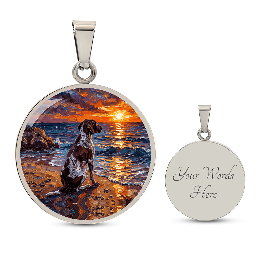 Beach Day - German Pointer Round Necklace