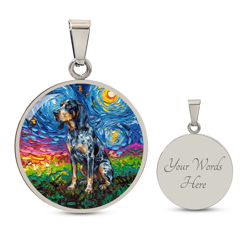 Blue Tick Coonhound Starry Night Round Necklace
